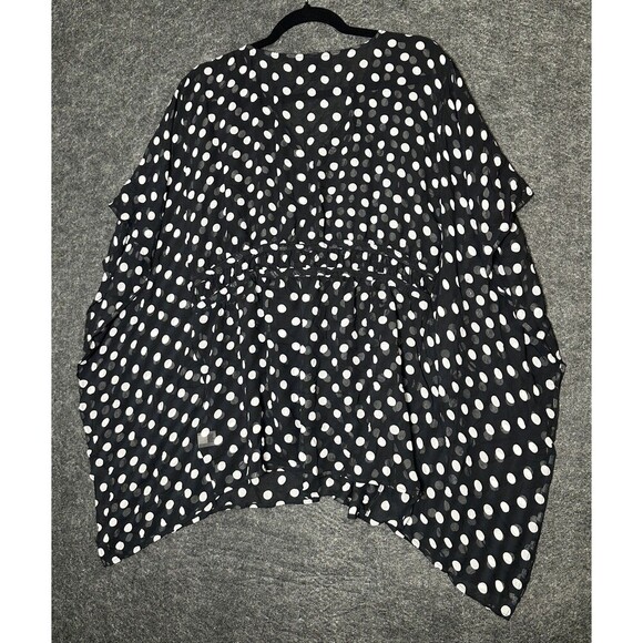 Lane Bryant 14/16 Black White Polka Dot Semi-Sheer Swim Coverup Kimono Sleeves - Picture 2 of 5